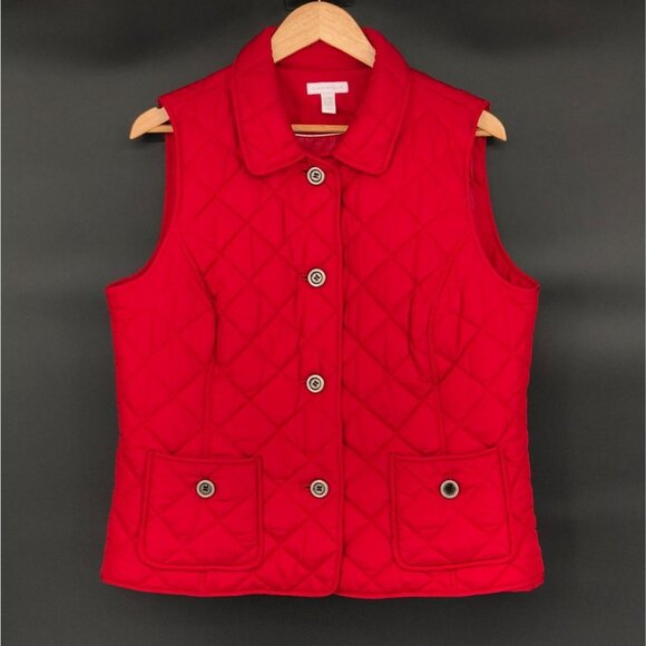 Charter Club Quilted Sleeveless Outdoor Puffer Vest Size L Red - Picture 1 of 7